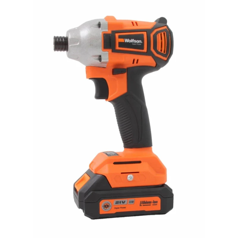 Scule si Unelte - Masina de insurubat cu impact cu acumulator Wolfson - 21V-2.0Ah, 2 acumulatori, Hex 1/4
