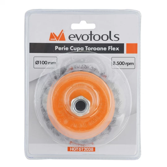 Perie cupa, sarma toroane, 100 mm, pentru polizor unghiular M14 [2]