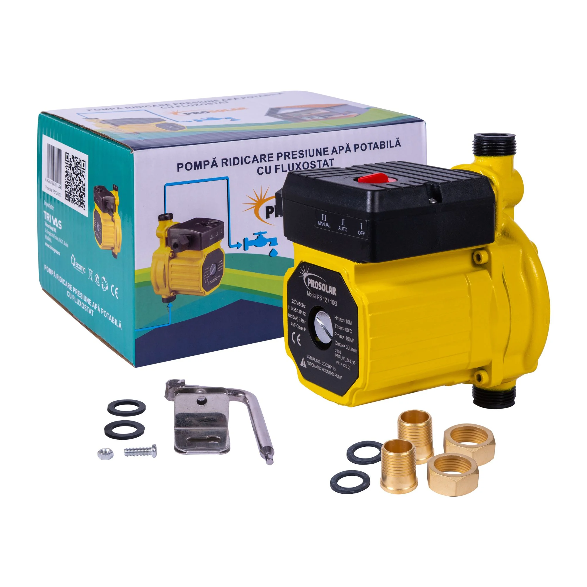 Panouri Solare ACM si Accesorii - Pompa ridicare presiune Prosolar PS 12/10 G, debit 30 l/min, 150 W