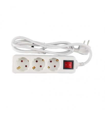 Prelungitoare, Role si Cabluri - Prelungitor 3 prize, cablu 1.5 m, 3x1.5mm, Alb cu intrerupator si protectie copii