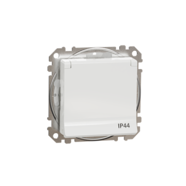 Prize si Intrerupatoare - Priza simpla 2P+E cu obturatoare si capac, IP44, alb SDD211023 Sedna Design