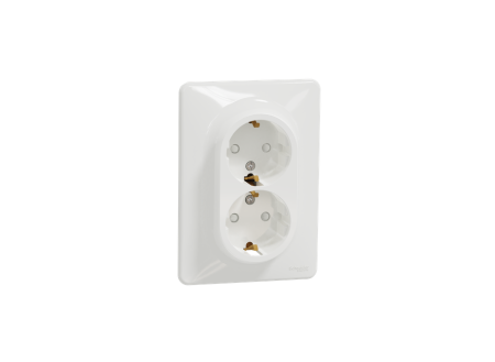 Priza dubla 2P+E, cu obturatoare, alb  Sedna Design [1]