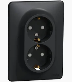 Electrice - Priza dubla 2P+E, cu obturatoare, antracit Sedna Design