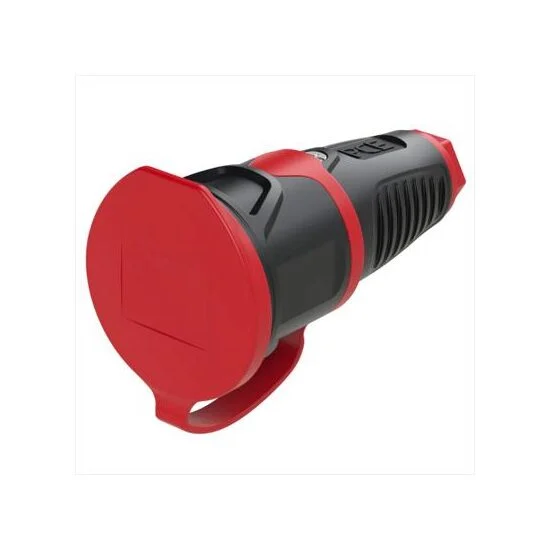 Electrice - Priza neagra, din cauciuc, cu capac, 16A, IP54, APCE 2511-S