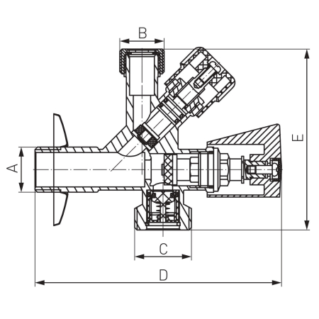 Robinet coltar combinat 1/2"x3/4"x1/2" crom, CF5105 [1]