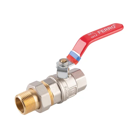 Robineti si Accesorii - Robinet cu bila si olandez Ferro KFPS41, filet interior-exterior, alama, maner levier, 1 1/4"
