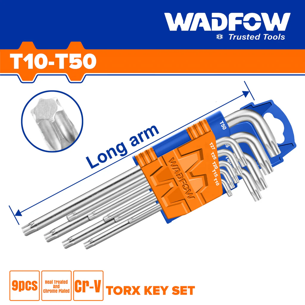 Set 9 chei imbus torx Wadfow, T10-T50, brat extra lung, Cr-V [2]