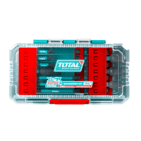 Set biti impact TOTAL 31 piese, 25/50/89 mm, piulite magnetice, suport inclus [1]