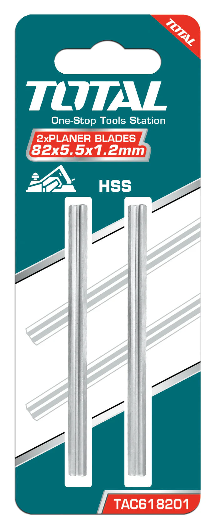 Accesorii Scule Electrice - Set lame rindea electrica Total Industrial - HSS - 82x5.5x1.2mm - 2 buc