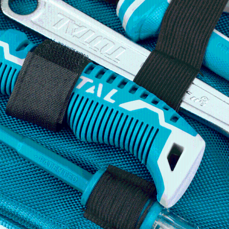 Set unelte de mana TOTAL 9 piese, ruleta 3 m, clesti, surubelnite, cheie reglabila [4]