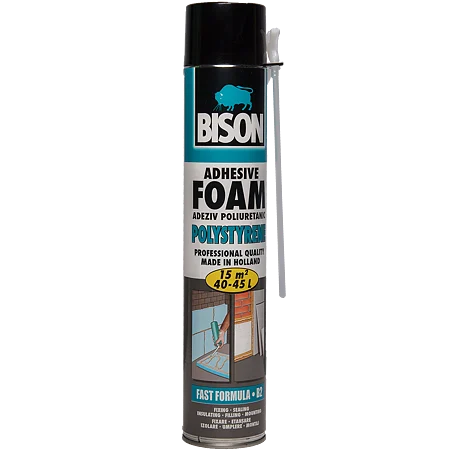 Silicon, Spuma si Accesorii - Spuma poliuretanica pentru polistiren, cu aplicare manuala, Bison Foam, 750 ml