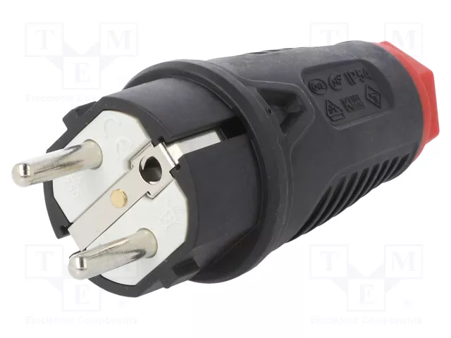 Electrice - Stecher negru, din cauciuc, IP54, 16A, APCE 0511