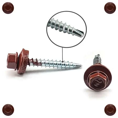 Dibluri si Suruburi - Surub Autoforant Cap Hexagonal 4.8x35mm RAL 8017 MARO 250buc/cutie