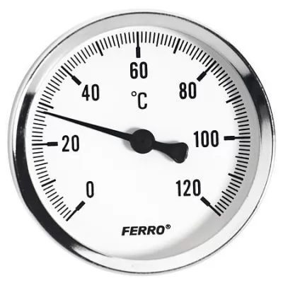 Filtre si Supape - Termometru D.63 mm 1/2", axial, 0-120°C, Ferro T80120A