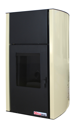 Termosemineu pe peleti Fornello Fiama Confort 18 kw, complet echipat pentru incalzire, pompa, vas expansiune, automatizare, buncar peleti 15 kg, tiraj fortat, culoare Crem, aprindere automata, [1]