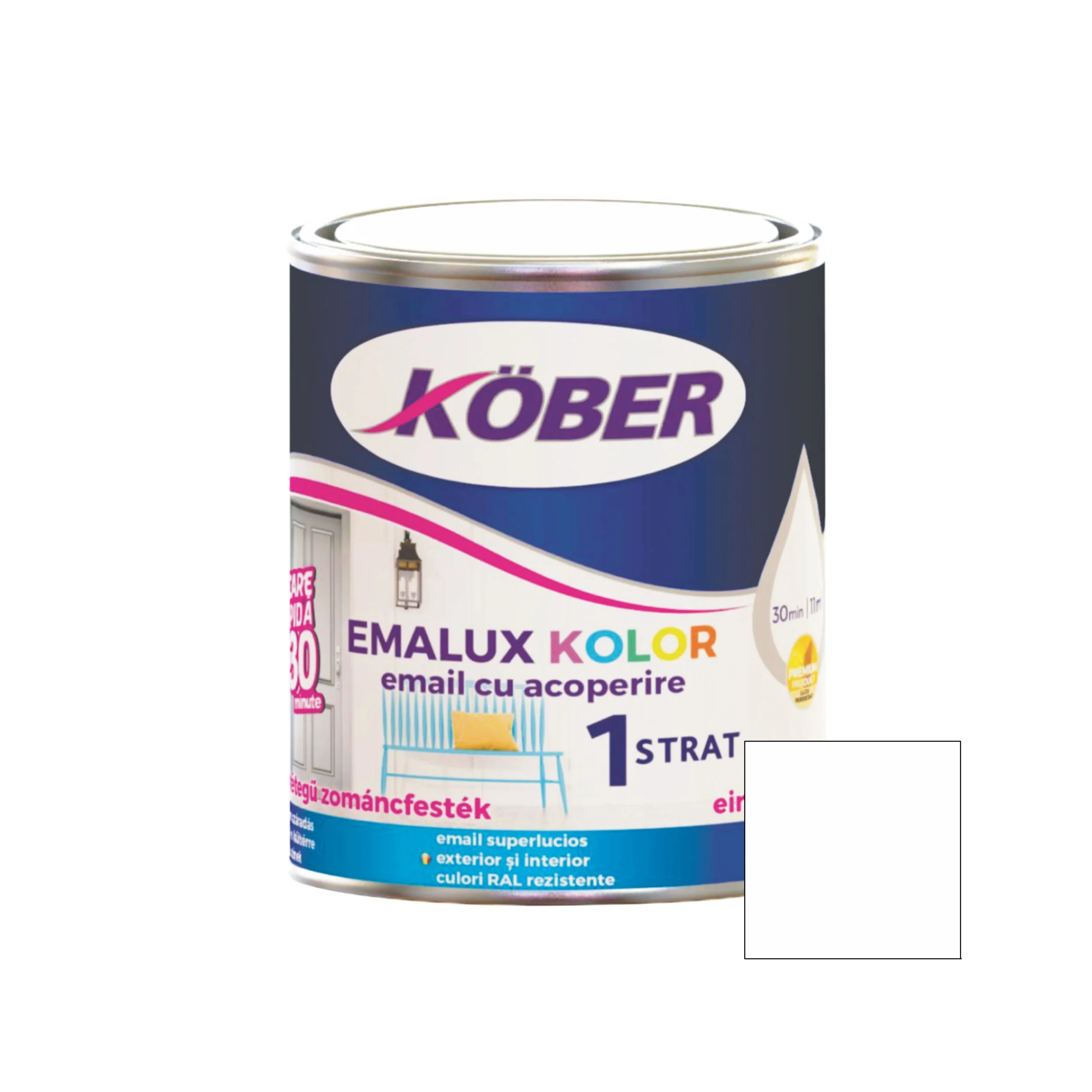 Lacuri si Vopsele - Vopsea alchidica Emalux, interior / exterior, alb, 0.75 L E54100U-C0.75L