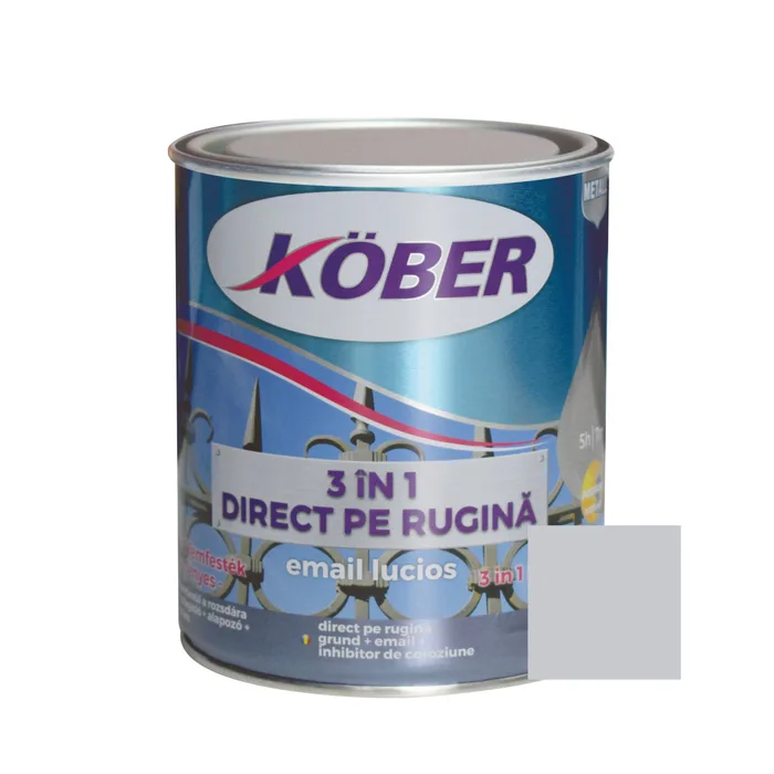 Lacuri si vopsele - Vopsea alchidica pentru metal 3 in 1 direct pe rugina,argintiu 0.75L E81180L-C0.75L
