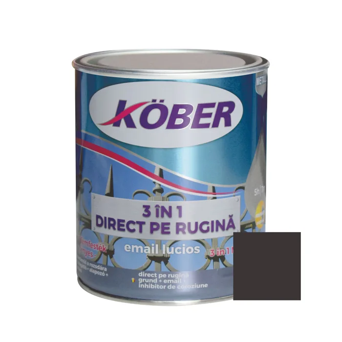 Lacuri si vopsele - Vopsea alchidica pentru metal 3 in 1 direct pe rugina,gri grafit 0.75L E817024L-C0.75L
