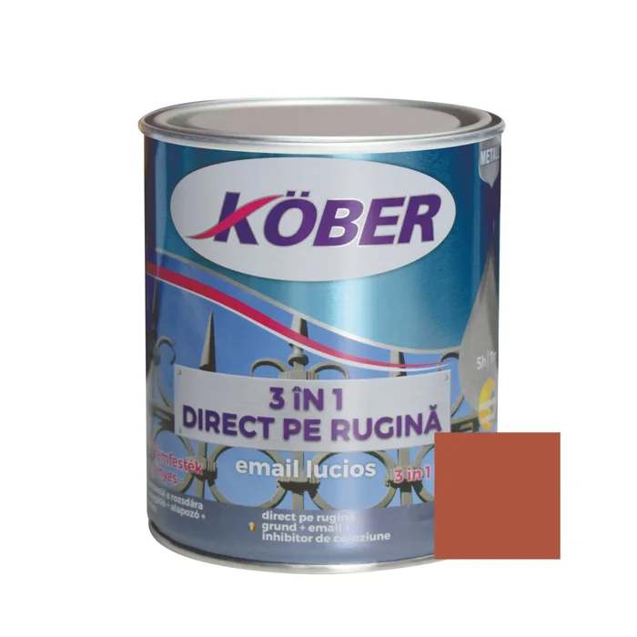Lacuri si vopsele - Vopsea alchidica pentru metal 3 in 1 direct pe rugina,maro 0.75L E81750L-C0.75L