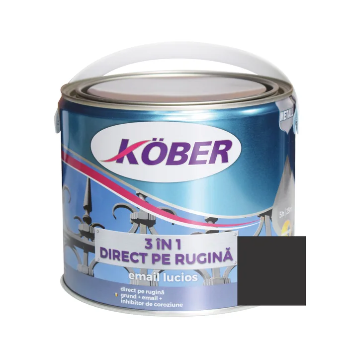 Lacuri si vopsele - Vopsea alchidica pentru metal 3 in 1 direct pe rugina,negru 2.5L E81900L-C2.5L