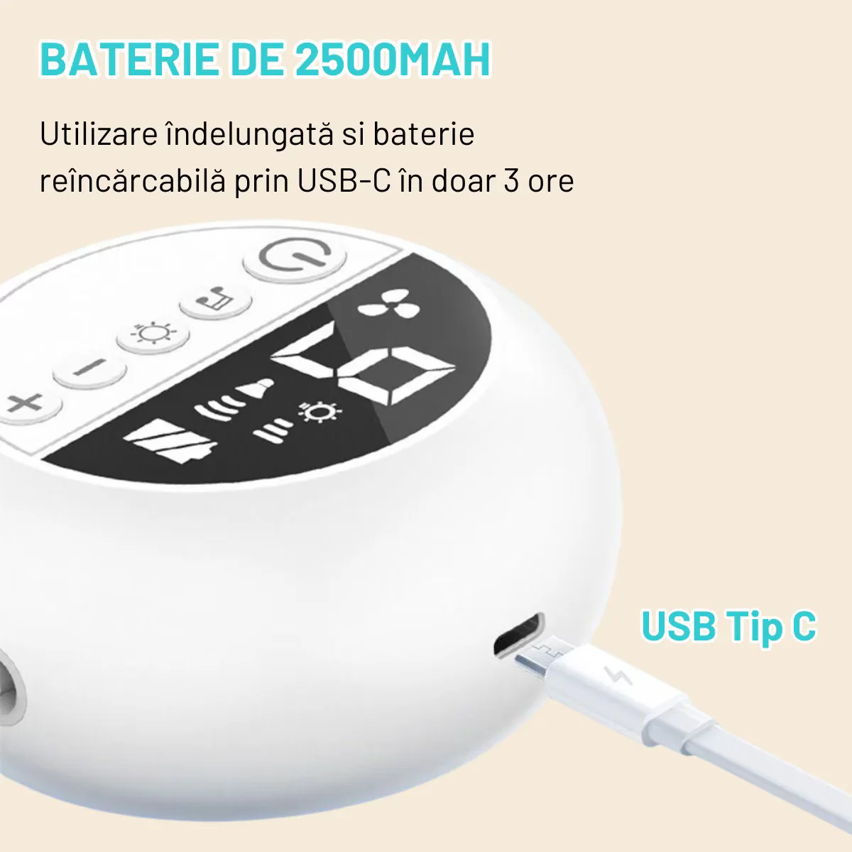 Aspirator nazal electric pentru bebelusi si copii, 9 niveluri de aspiratie reglabile, lumina de noapte cu muzica linistitoare, Incarcare USB, Display LED [6]
