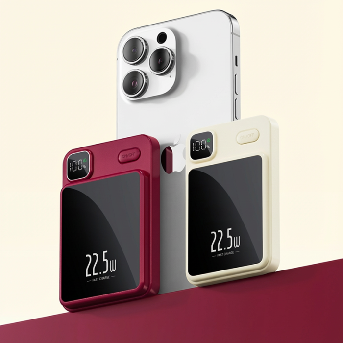 Baterie Externa MagSafe 20000mAh, Wireless 15W, Fast Charge 22.5W, Afișaj Digital, USB si Type-C [7]