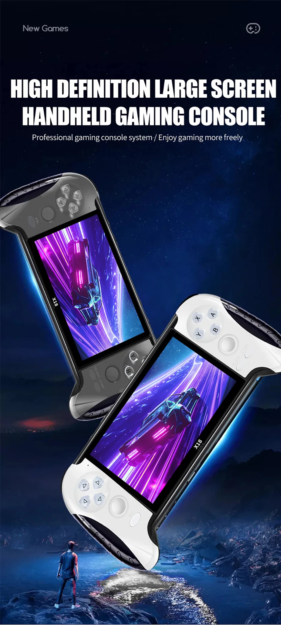 Consola Portabila cu 10.000 de Jocuri tip Retro, 9 emulatoare, Ecran 4.3 inch, 2500 mAh [7]