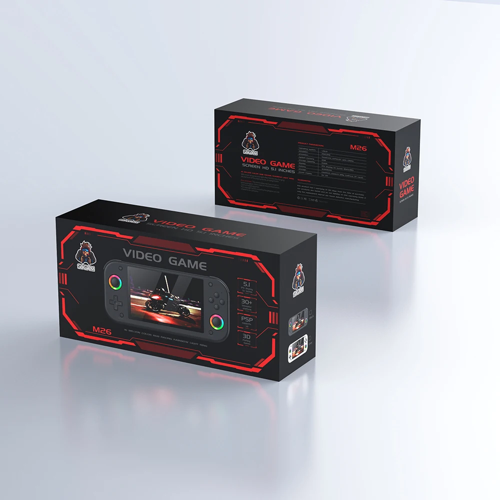 Consola Portabila cu 20.000 de Jocuri Retro M26, Inele cu Iluminare RGB, Ecran 5.1 inch, 30 Emulatoare, 3000 mAh [2]