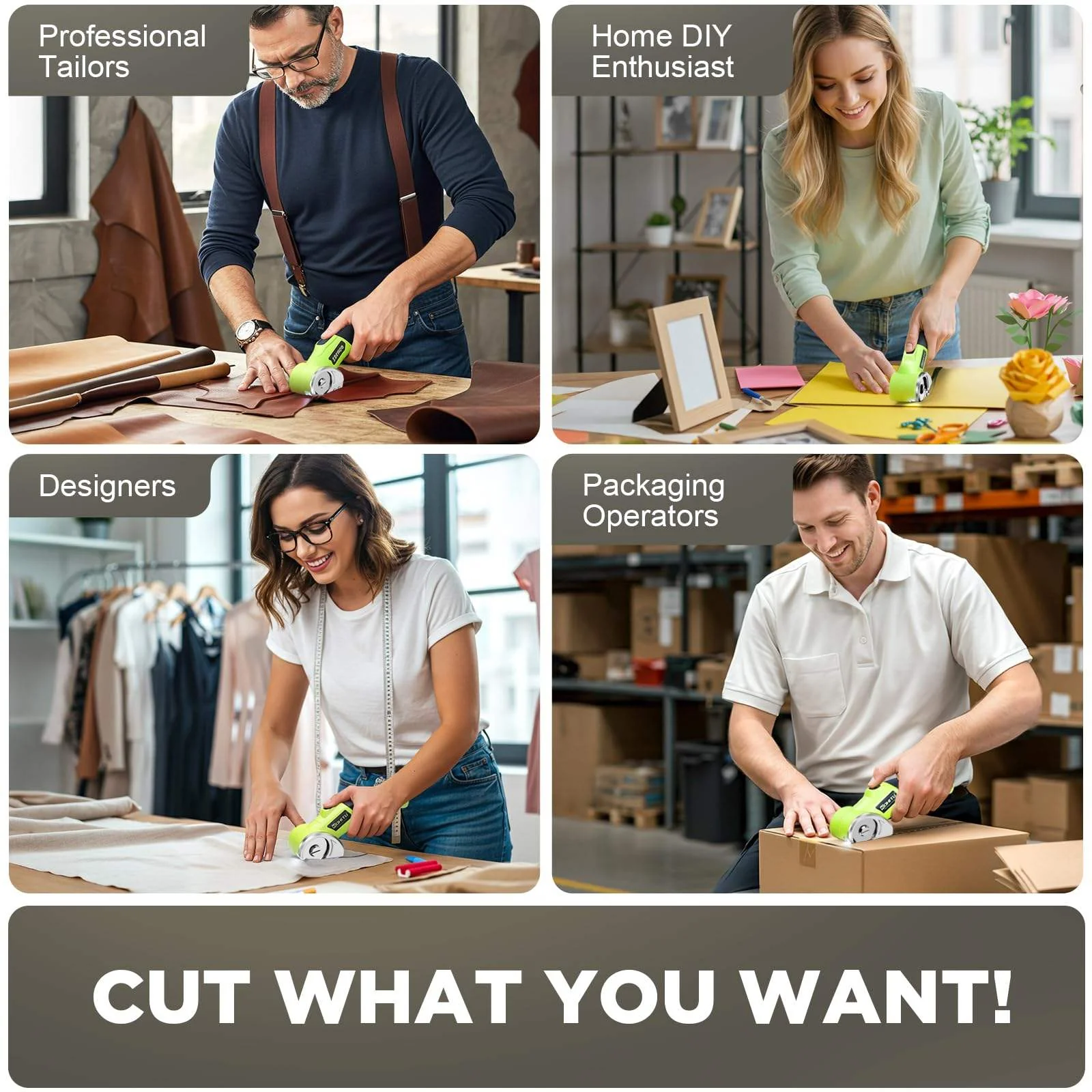 Cutter Electric pentru Textile, Piele si Cartoane, Motor Brushless, Lama Otel si Baterie Reincarcabila, LED Integrat [9]