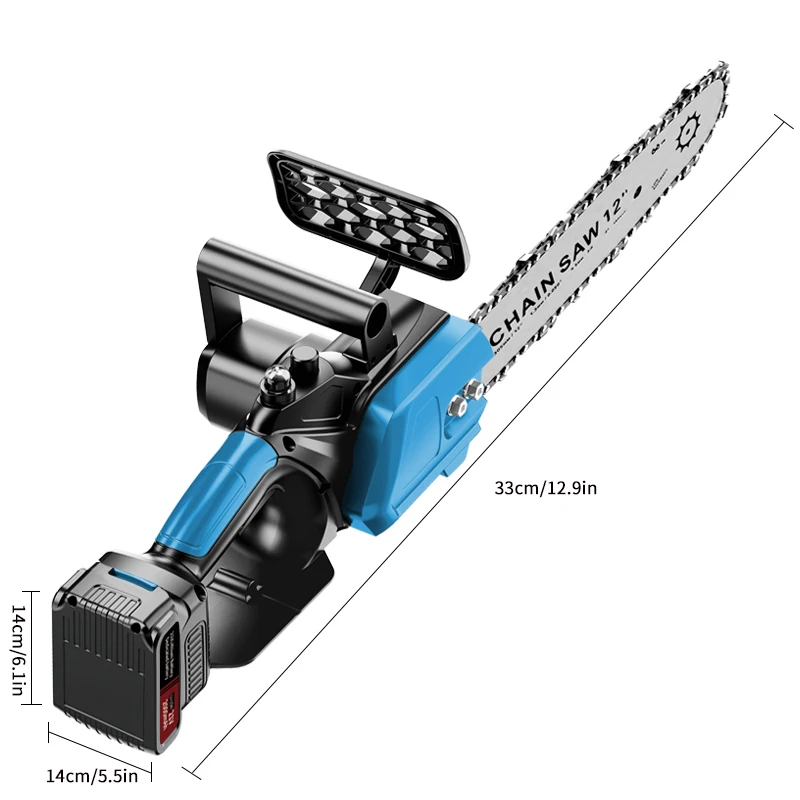 Drujba Electrica cu 2 Acumulatori 48V 5Ah, Mini Fierastrau cu Lant 12”/30cm, Sistem Ungere cu Ulei, pentru Lemn, Puternica si Portabila [5]