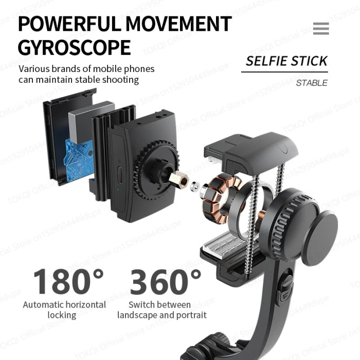 Gimbal Stabilizator pentru Telefon, Anti-Shake 360°, Urmărire Inteligentă AI, Bluetooth, Ideal Vlog & Travel, L08 [2]