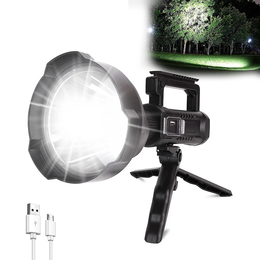 Lanterna Led COB 500m, Profesionala, cu Trepied și Baterie Externa USB, Rezistenta la Apa IPX5, Autonomie Extinsa [4]