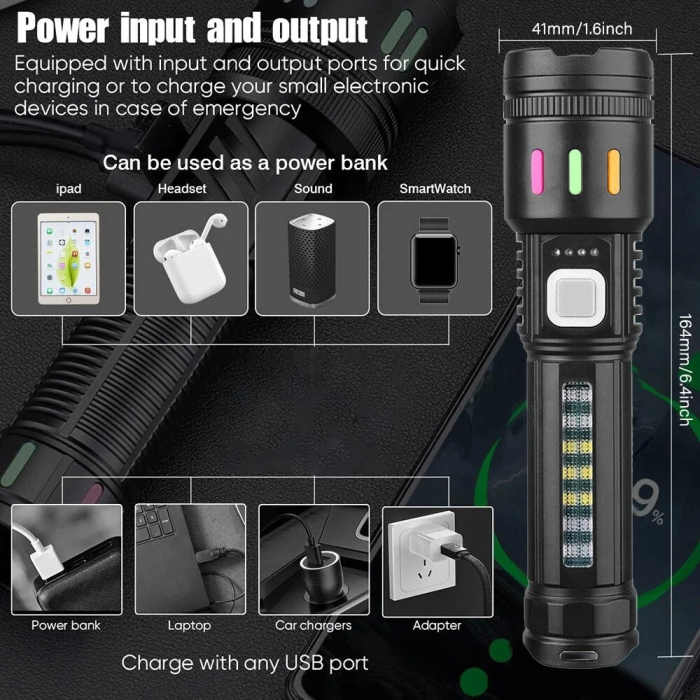 Lanterna LED Reincarcabila, Raza 200M, Impermeabila IP55, USB, 4000 mAh [3]
