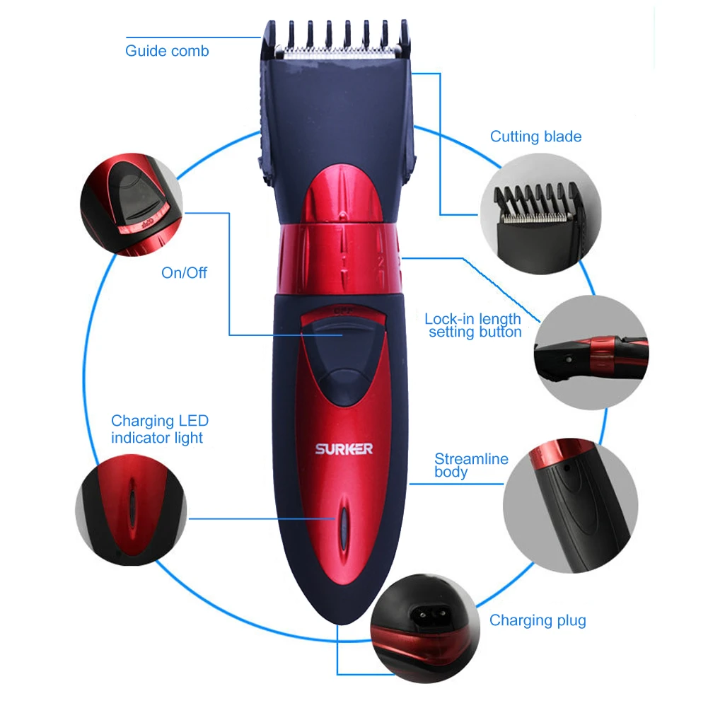 Masina de Tuns Profesionala, Fara Fir, Reincarcabila, Rezistenta la Apa, Reglaj 3–12 mm, SURKER HC-7068 [4]