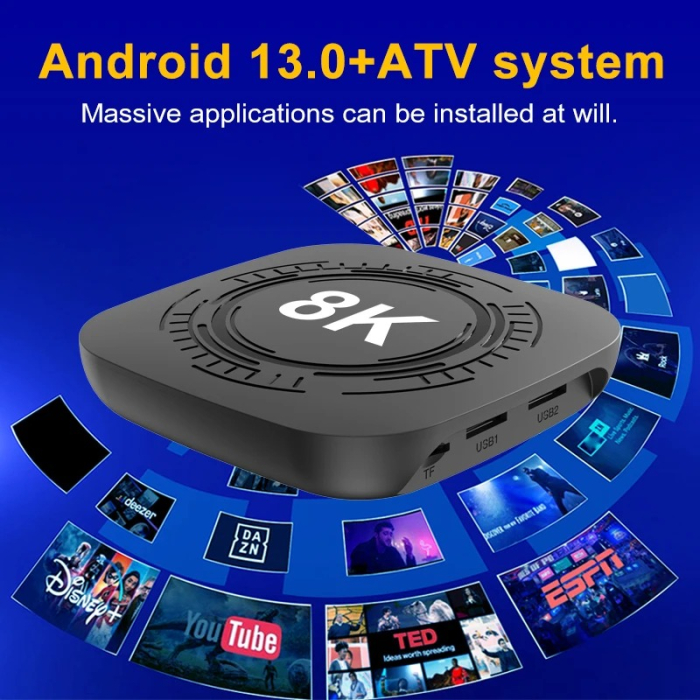 Smart TV Box 4K Ultra HD, WiFi, Bluetooth, Android TV 13, Telecomanda, Redare din Telefon pe TV [4]