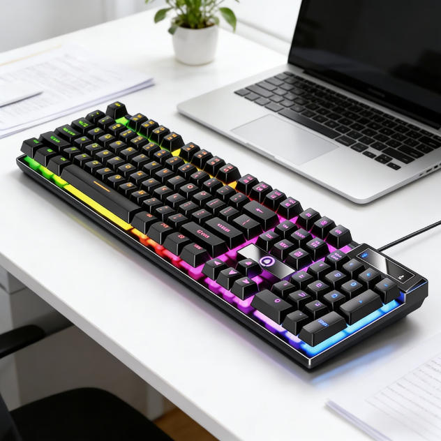Tastatura Mecanica Gaming cu Fir, Iluminare RGB 16 Milioane Culori, 104 Taste, K500 [5]