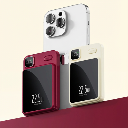 Baterie Externa MagSafe 20000mAh, Wireless 15W, Fast Charge 22.5W, Afișaj Digital, USB si Type-C [6]