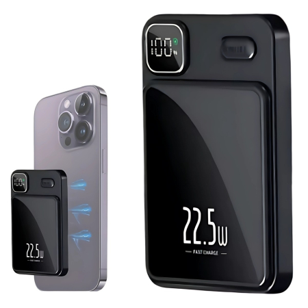 Baterie Externa MagSafe 20000mAh, Wireless 15W, Fast Charge 22.5W, Afișaj Digital, USB si Type-C [2]