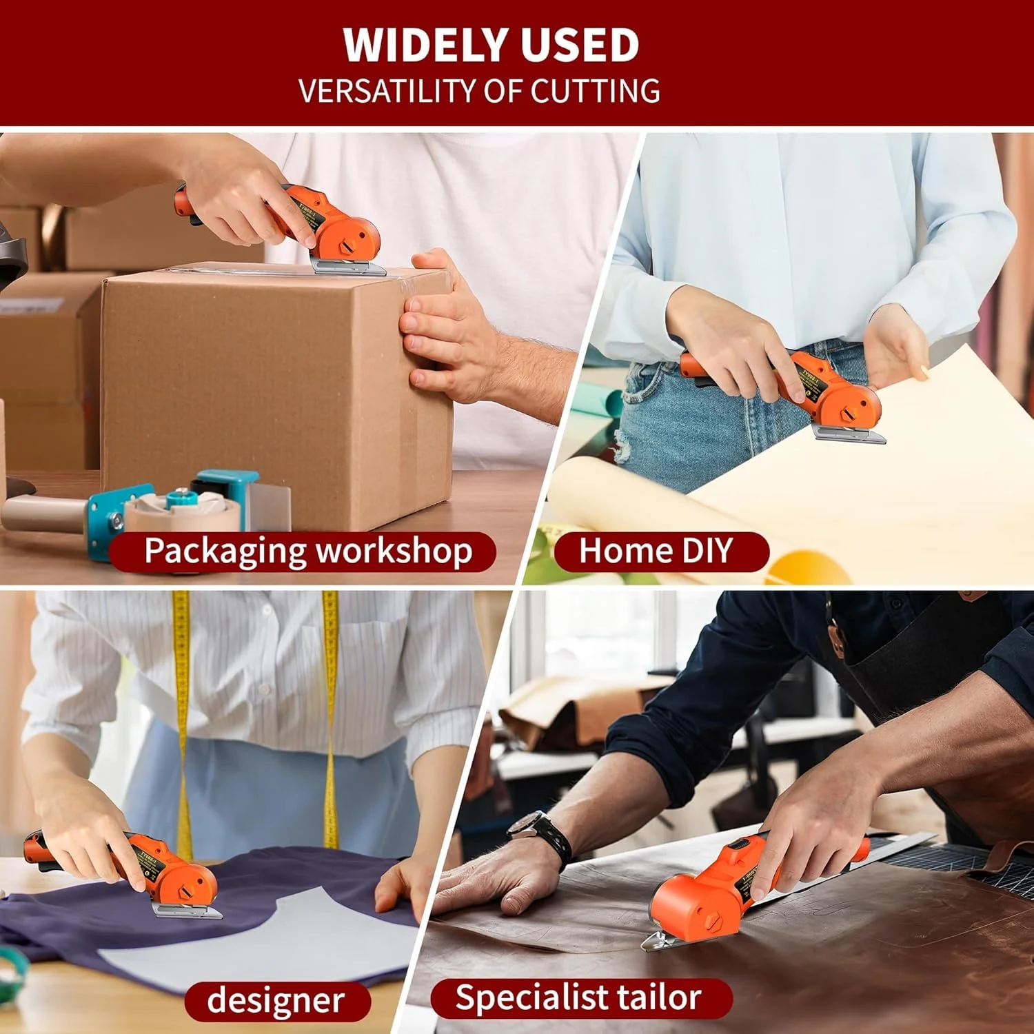 Cutter Electric pentru Textile, Piele si Cartoane, Motor Brushless, Lama Otel si Baterie Reincarcabila, LED Integrat [6]