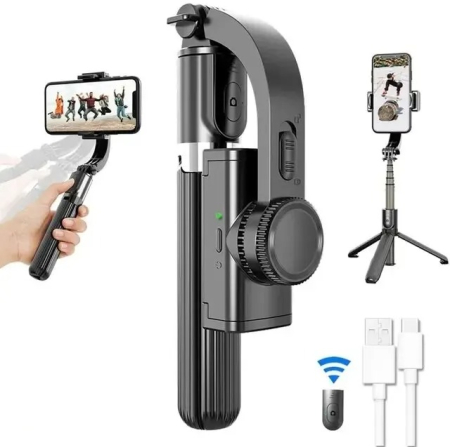 Unelte & Scule - Gimbal Stabilizator pentru Telefon, Anti-Shake 360°, Urmărire Inteligentă AI, Bluetooth, Ideal Vlog & Travel, L08