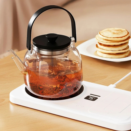 Incalzitor Electric pentru Cana cu Incarcare Wireless Telefon, Control Temperatura, Design Compact pentru Birou/Noptiera [1]