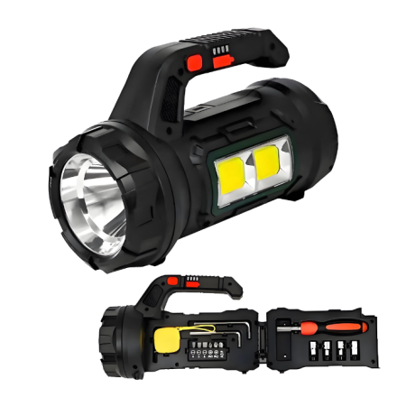 Electronice - Lanterna LED 18W cu Trusa de Scule Integrata, Reincarcabila USB-C, Putere Mare, Led-uri Laterale