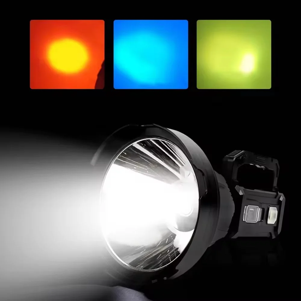 Lanterna LED Profesionala, Incarcare Solara si USB, Functie Power Bank si Trepied Inclus, 3 lentile colorate [2]