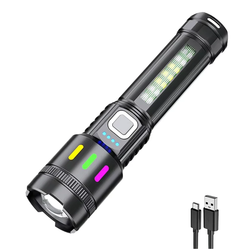 Electronice - Lanterna LED Reincarcabila, Raza 200M, Impermeabila IP55, USB, 4000 mAh