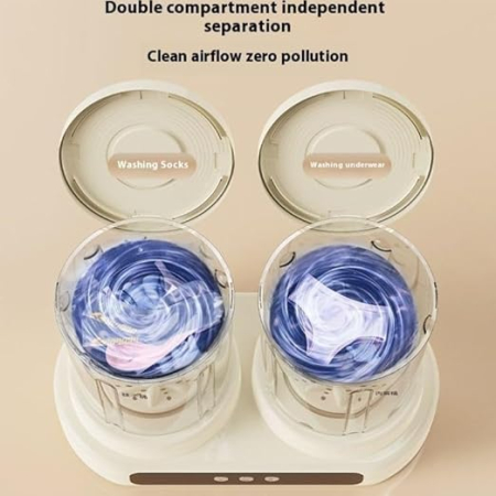 Mini Masina de Spalat cu Doua Cuve Separate, Capacitate 3L, Spalare Delicata pentru Lenjerie, Haine Bebelusi, Textile mici [1]