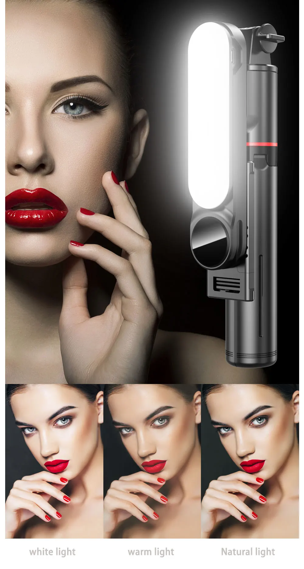 Selfie Stick Tripod L15 cu Lumină LED, AntiVibratie, Bluetooth Wireless, Extensibil 114 cm, 360°, Compatibil Android & iOS [11]