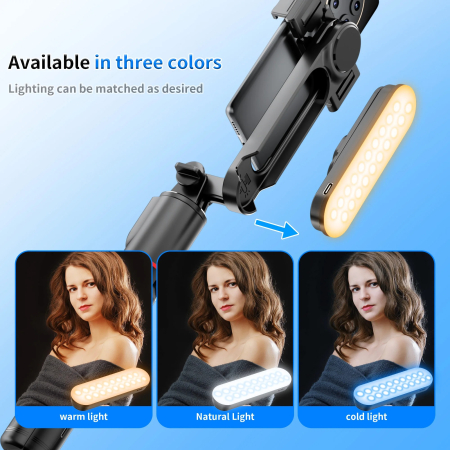 Selfie Stick Tripod L15 cu Lumină LED, AntiVibratie, Bluetooth Wireless, Extensibil 114 cm, 360°, Compatibil Android & iOS [4]
