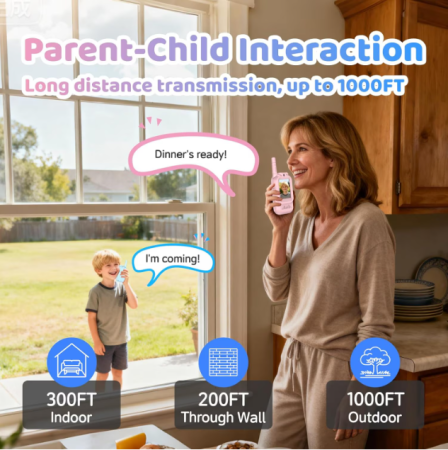 Set 2 Statii Walkie Talkie Video pentru Copii, Raza 400m, 11 Canale, Display LCD si Acumulator, Incarcare USB-C [4]