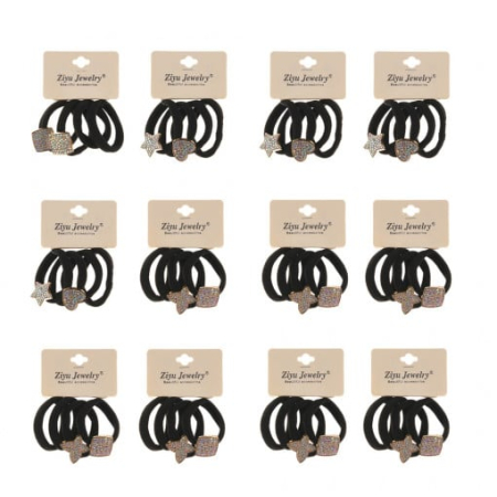 ACCESORII - Set elastice păr negru cu strasuri