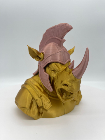 Figurine si Miniaturi - Bust Fantasy Rinocer cu Armură Romană – Decor Imprimat 3D din PLA